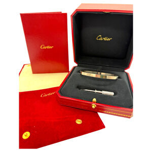 Cartier 18K White Gold Love Bracelet Sz 19 Medium Model Box Hinge 2024 29.4g